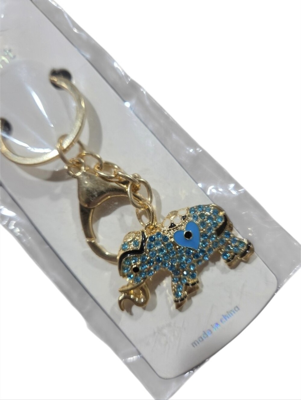 Mint Gold Heart & Key Glitter Or Glitter Elephant Keychain - - Picture 3 of 3